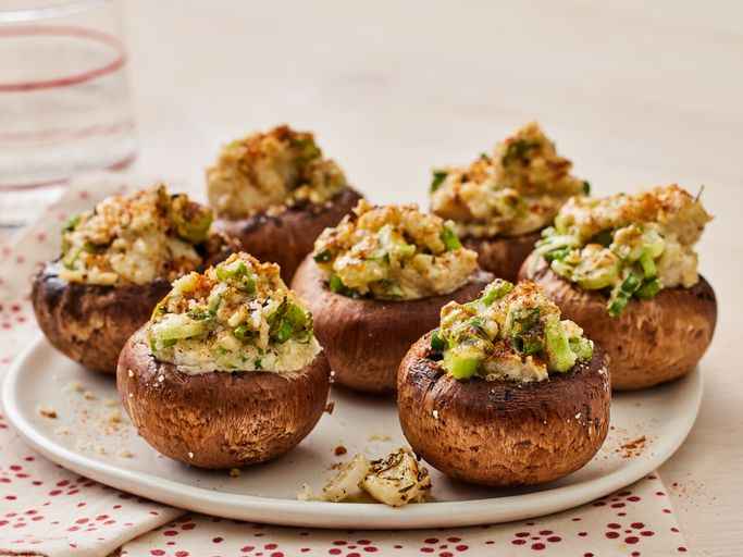 Soup with Lobster Stuffed Mushrooms 