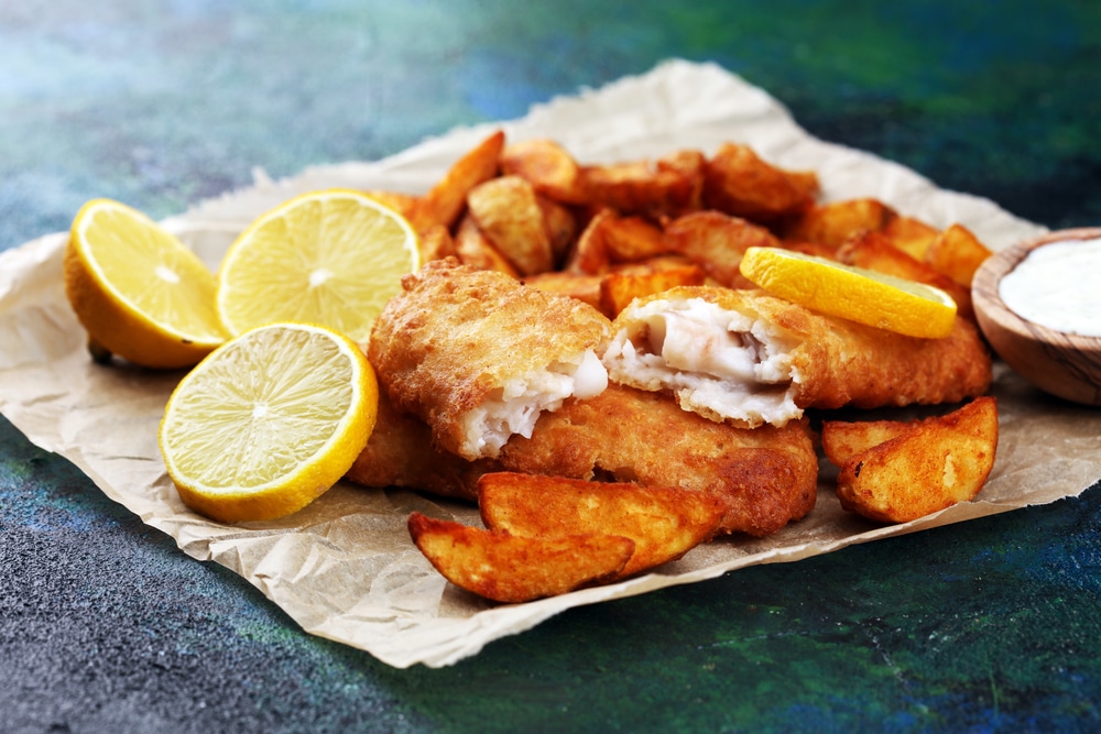 A close view of a cod fried fish