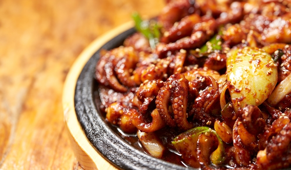 A view of stir fried octopus