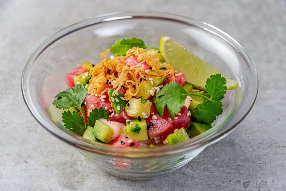 A view of tuna ceviche