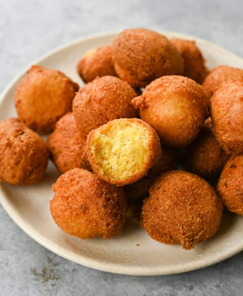 hush puppies balls serve in a plate