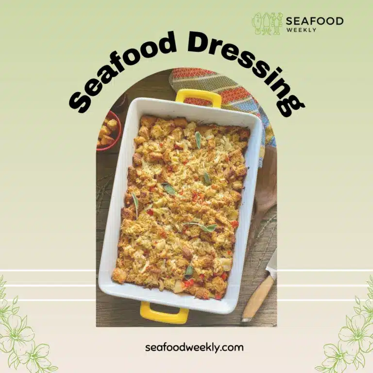 Seafood Dressing on a gradient background x Seafood Dressing on a gradient background x