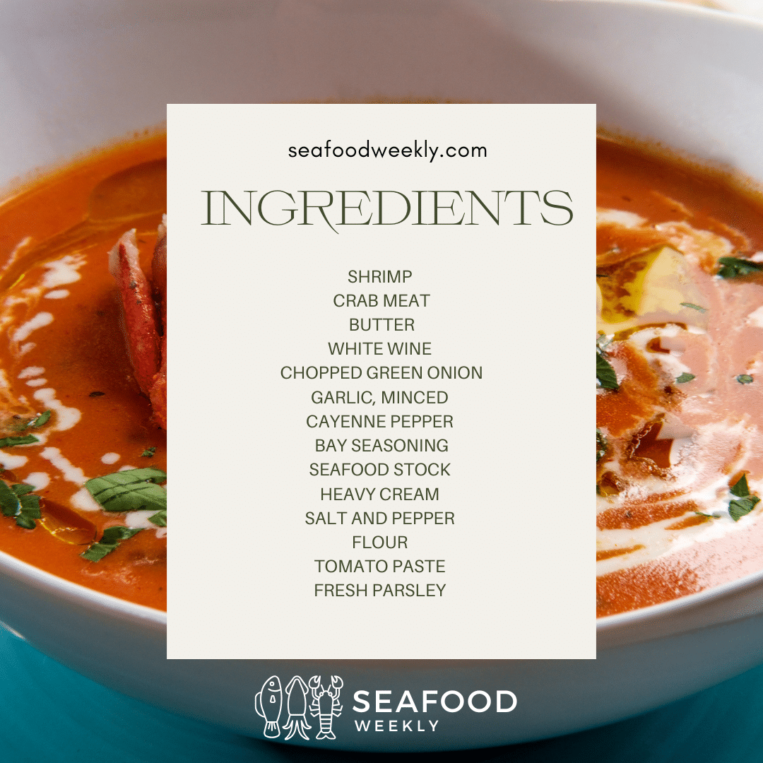 Seafood Bisque Recipe ingredients