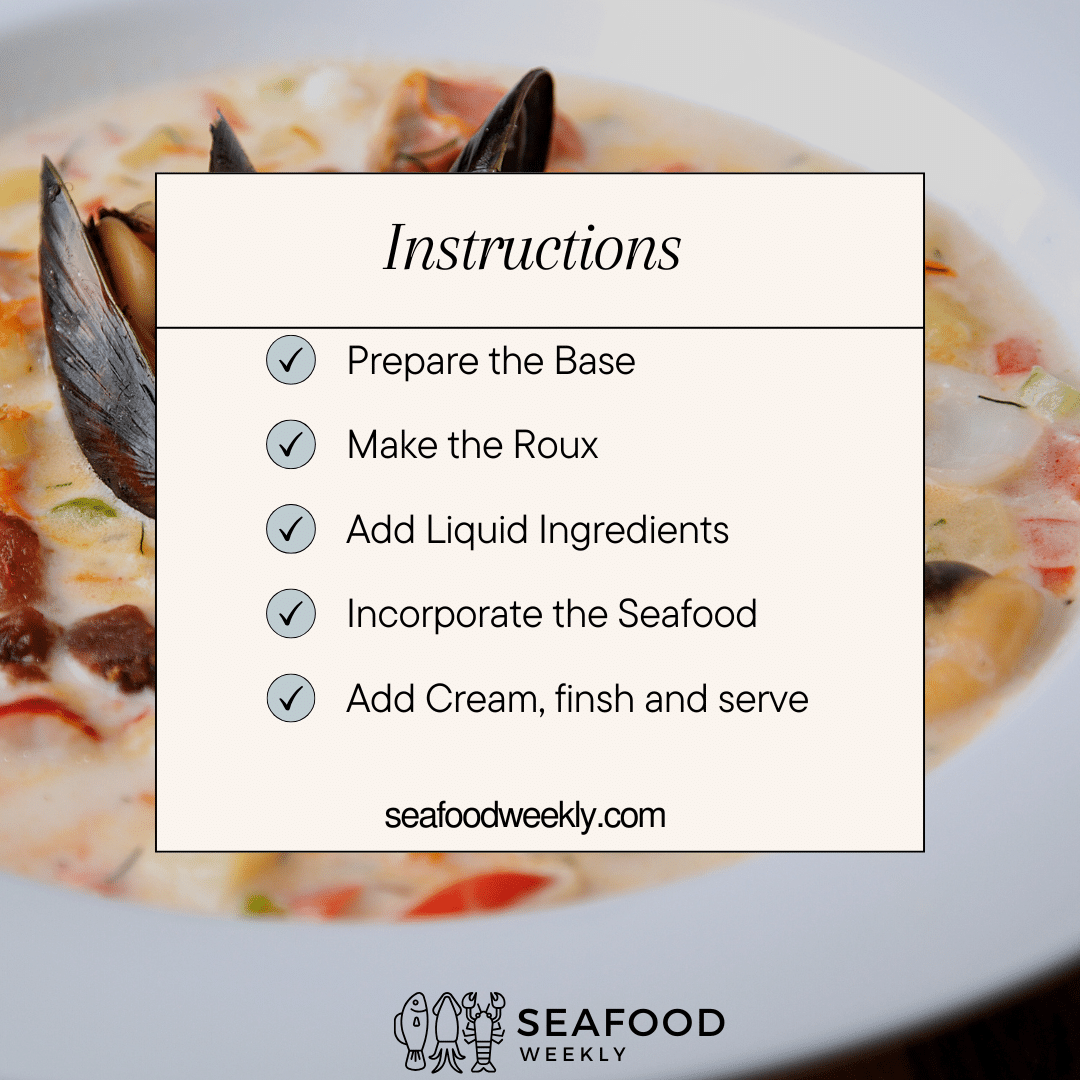 step by step instructions for making seafood chowder