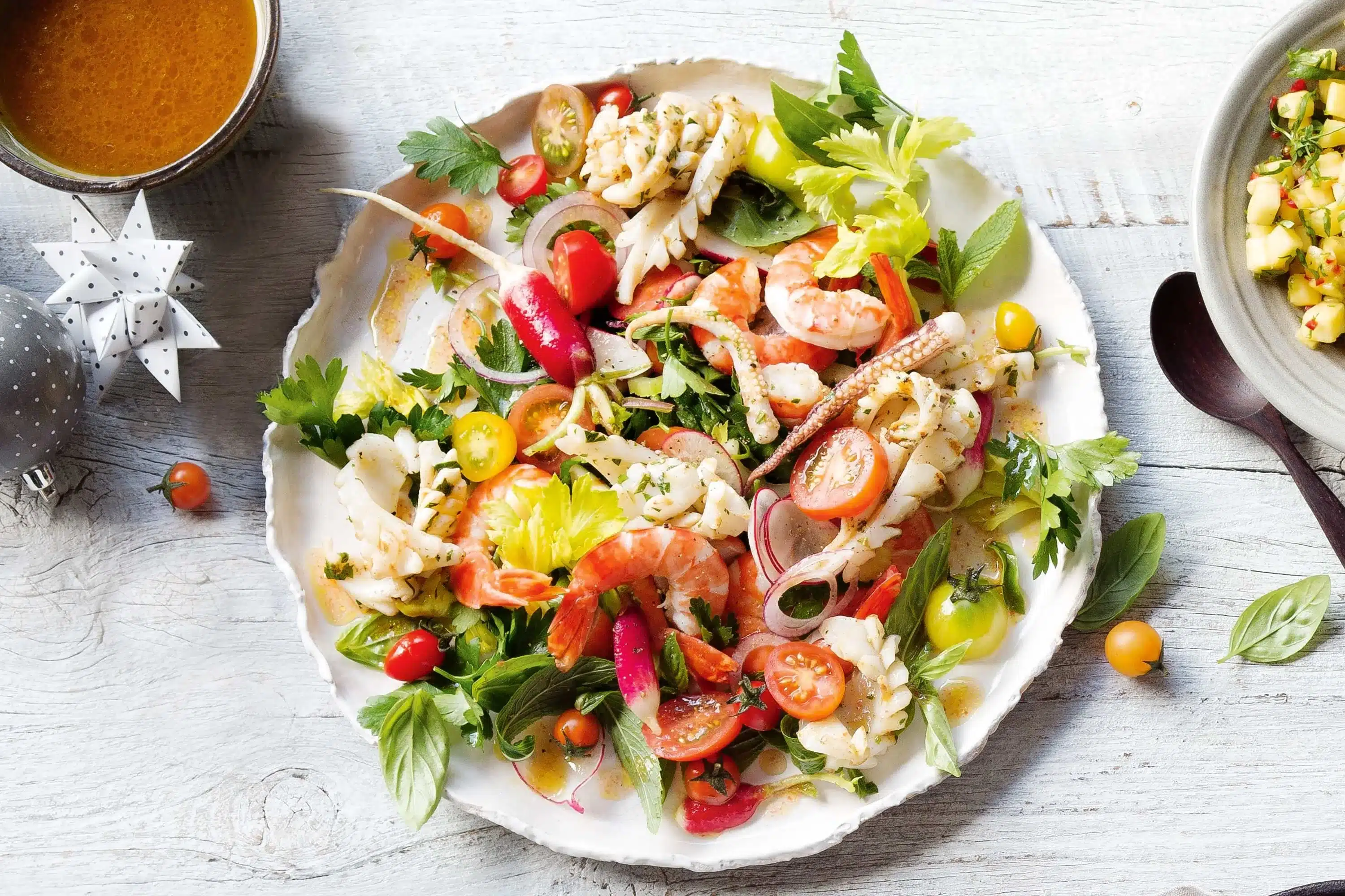 a good plate of fresh seafood salad a good plate of fresh seafood salad